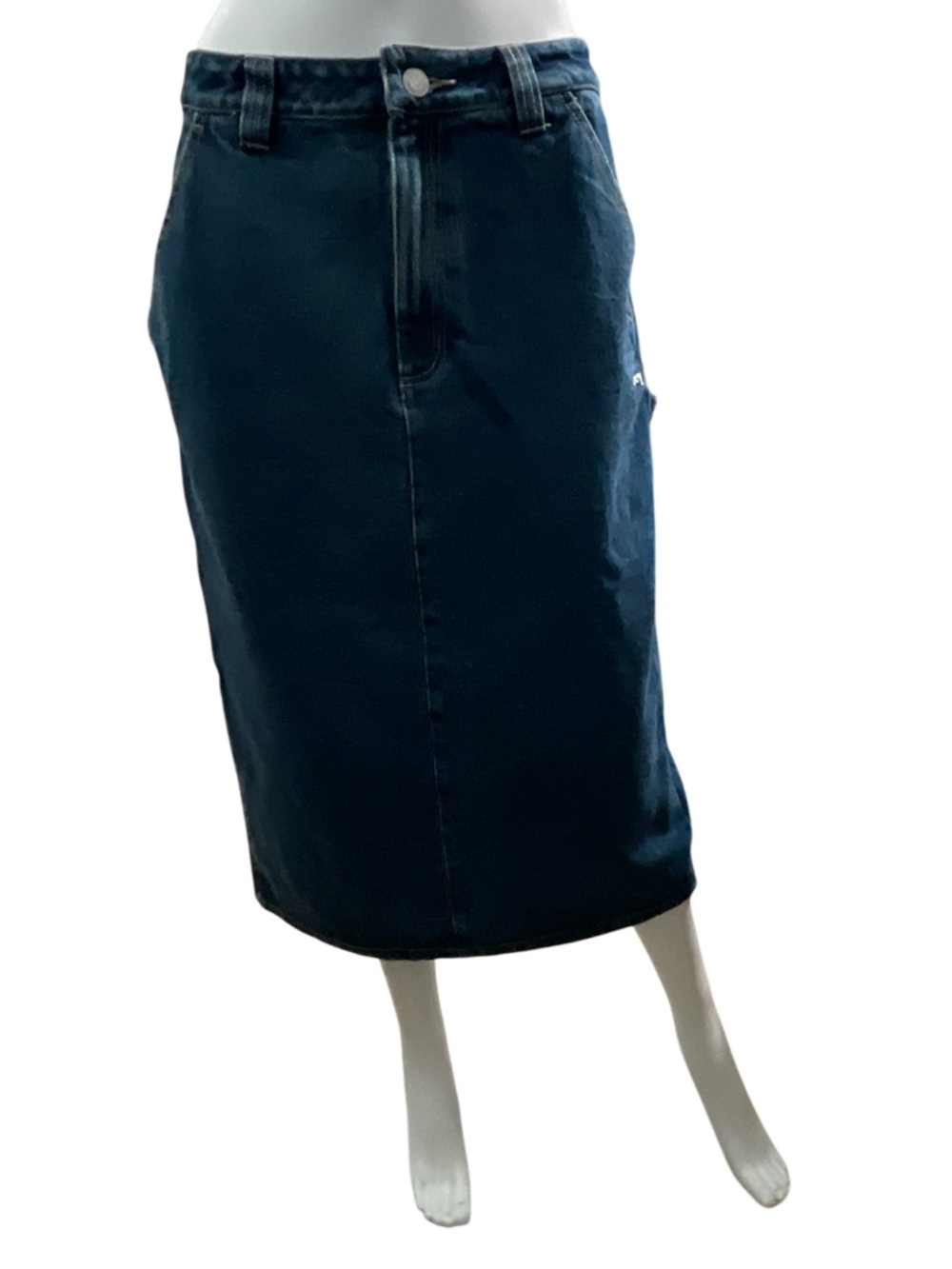 Obey Women's Dark Denim Blue Maxi Carpenter Size 28 Embroidered Details